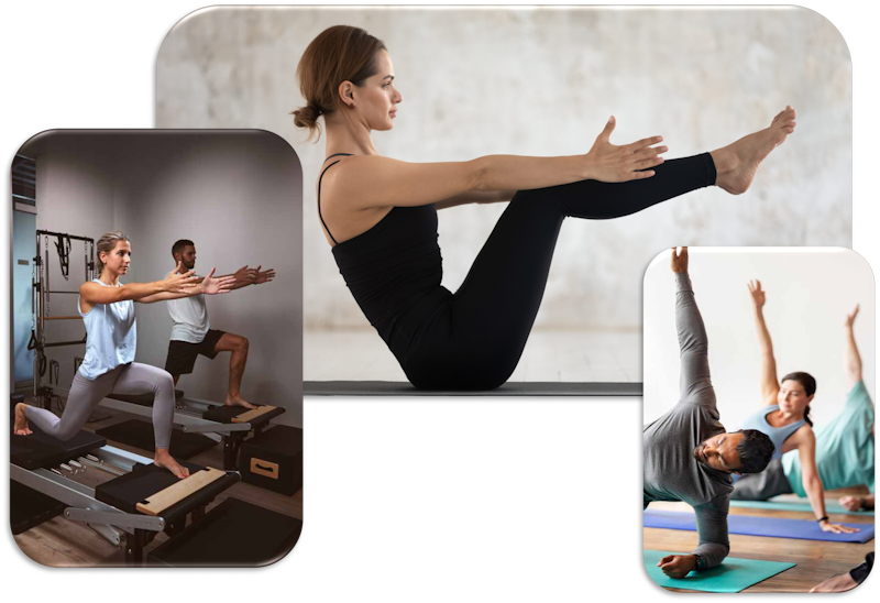 exercise therapy yoga, stretch, pilates